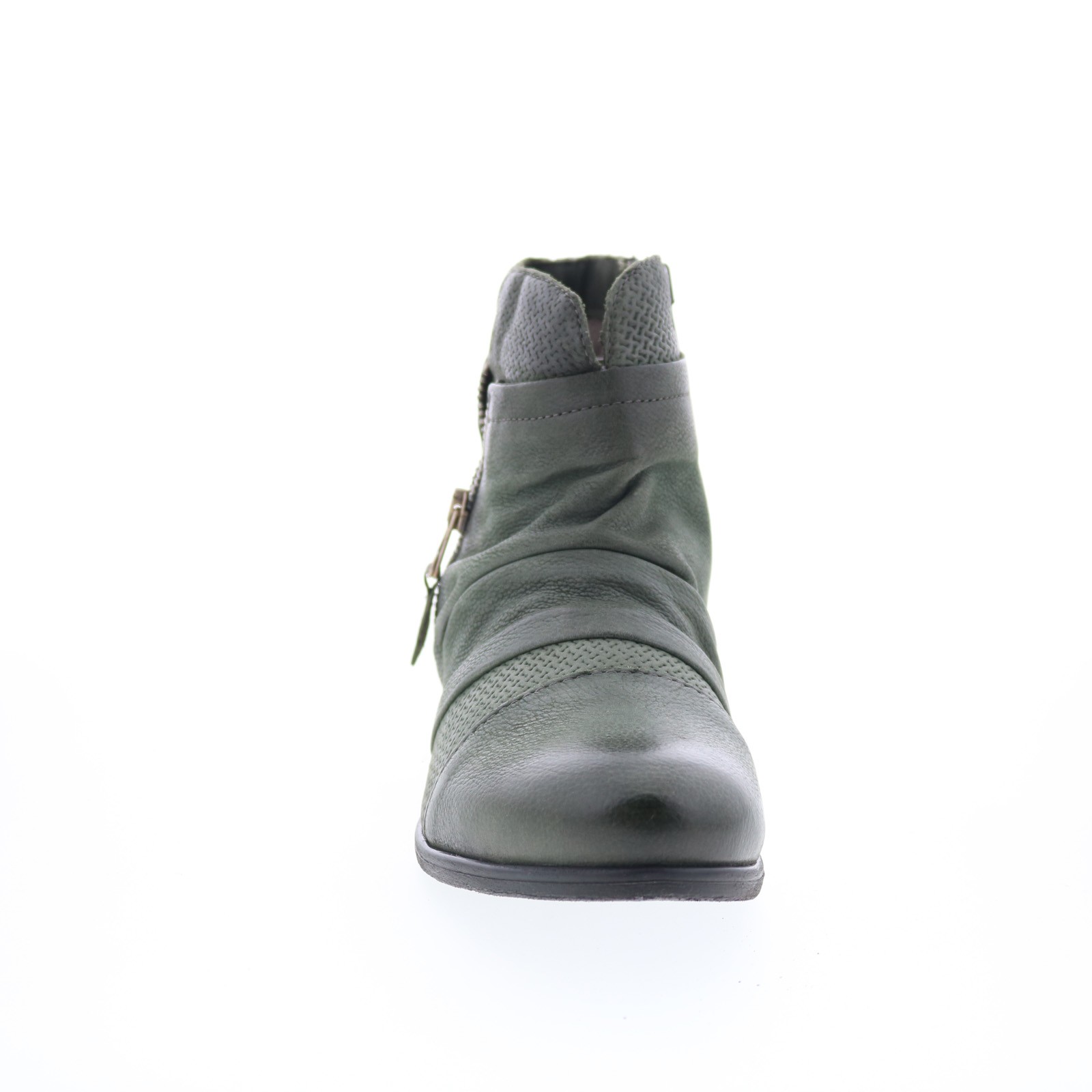 Miz Mooz Sunny-QVC Womens Green Leather Zipper Ankle & Booties Boots