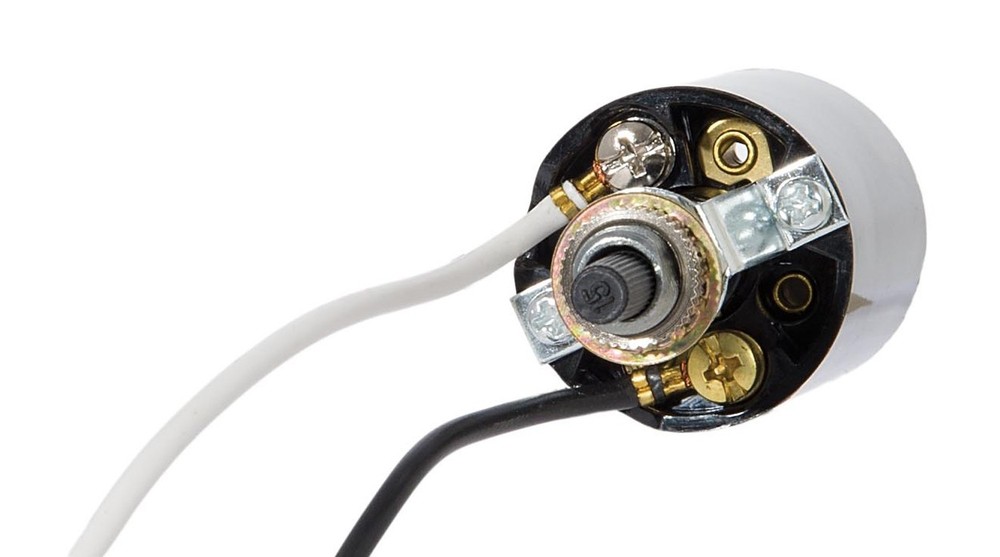 B&P Lamp Medium Base Phenolic Fixture Socket with Bottom Turn Know and Wire