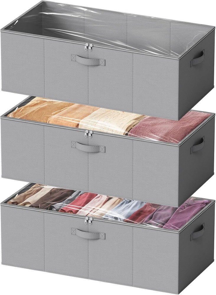 3 Pack 10" High Under Bed Storage Containers Large Underbed Storage Organizer