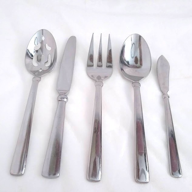 5pc Hostess Serving Set Glossy Stainless Flatware, Reed and Barton Sanderling