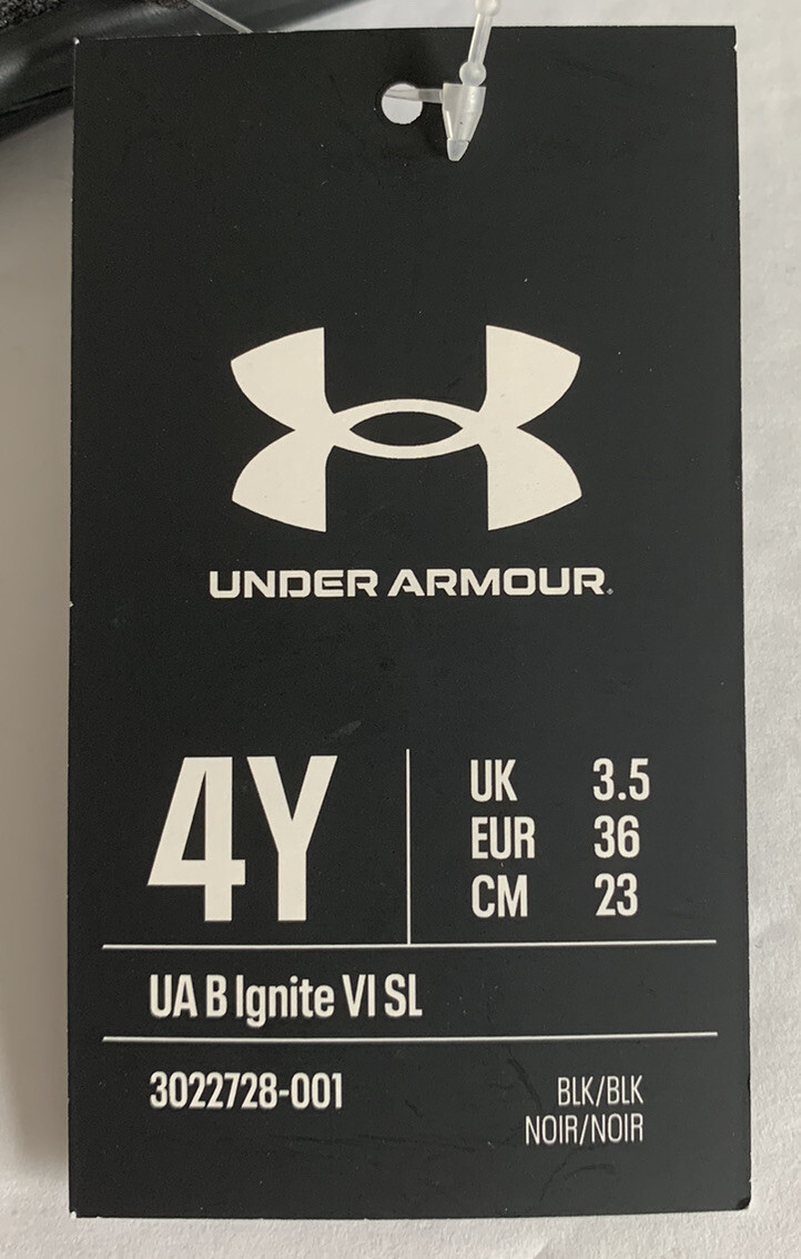 Under Armour UA B Ignite VI SL NEW w/Tags 3022728-001 Youth Black Slides Size 4