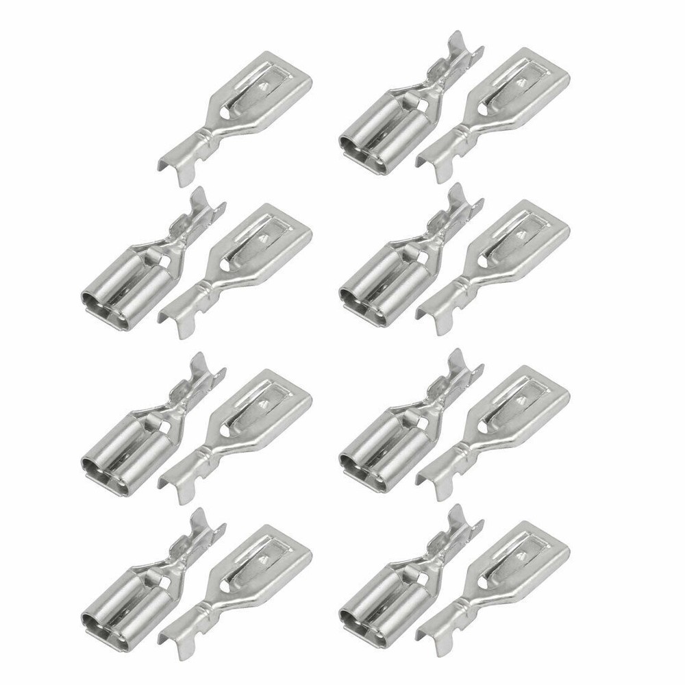 15Pcs Self-locking 6.3mm Width 0.4mm Thick Flag Crimp Terminal Connectors #