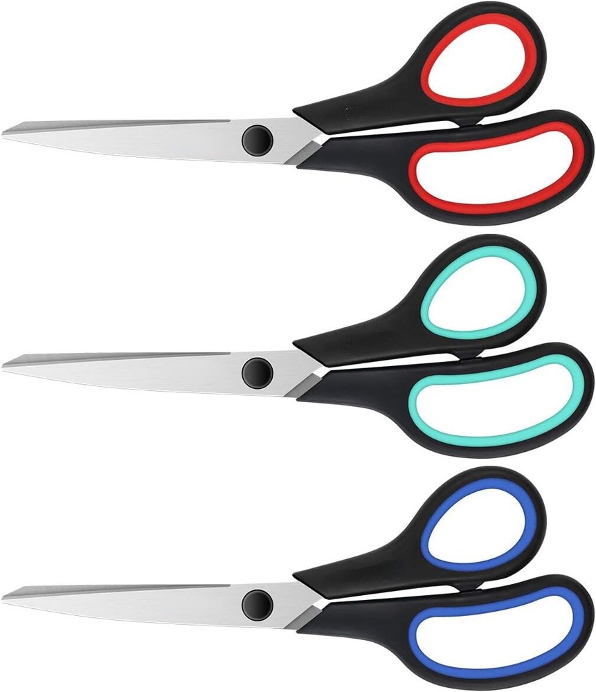 3-Pack 8" Sharp Heavy Duty Scissors for Office Home Sewing Crafts
