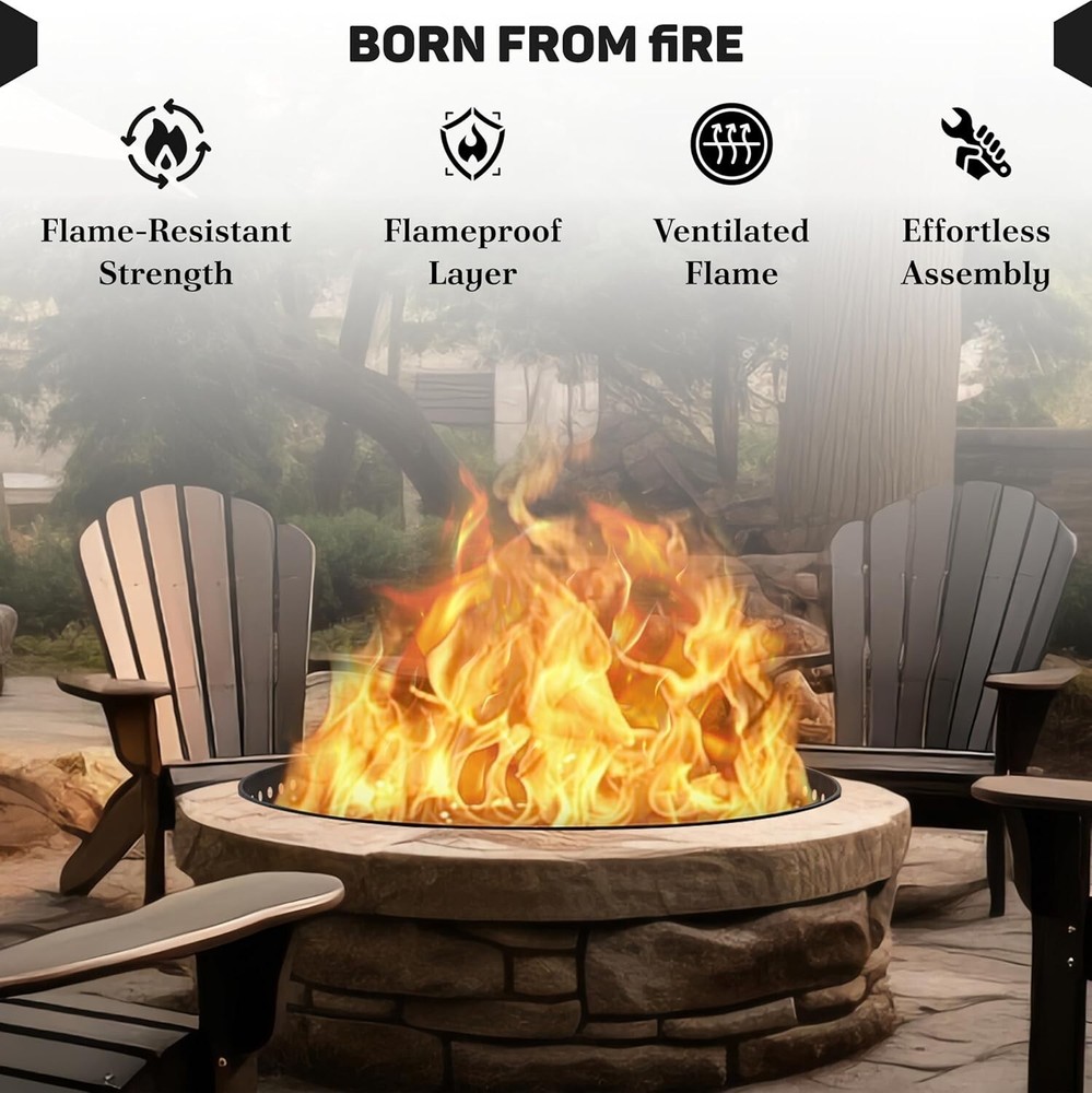 FEBTECH 48" Smokeless Fire Ring for Outdoor Fire Pits