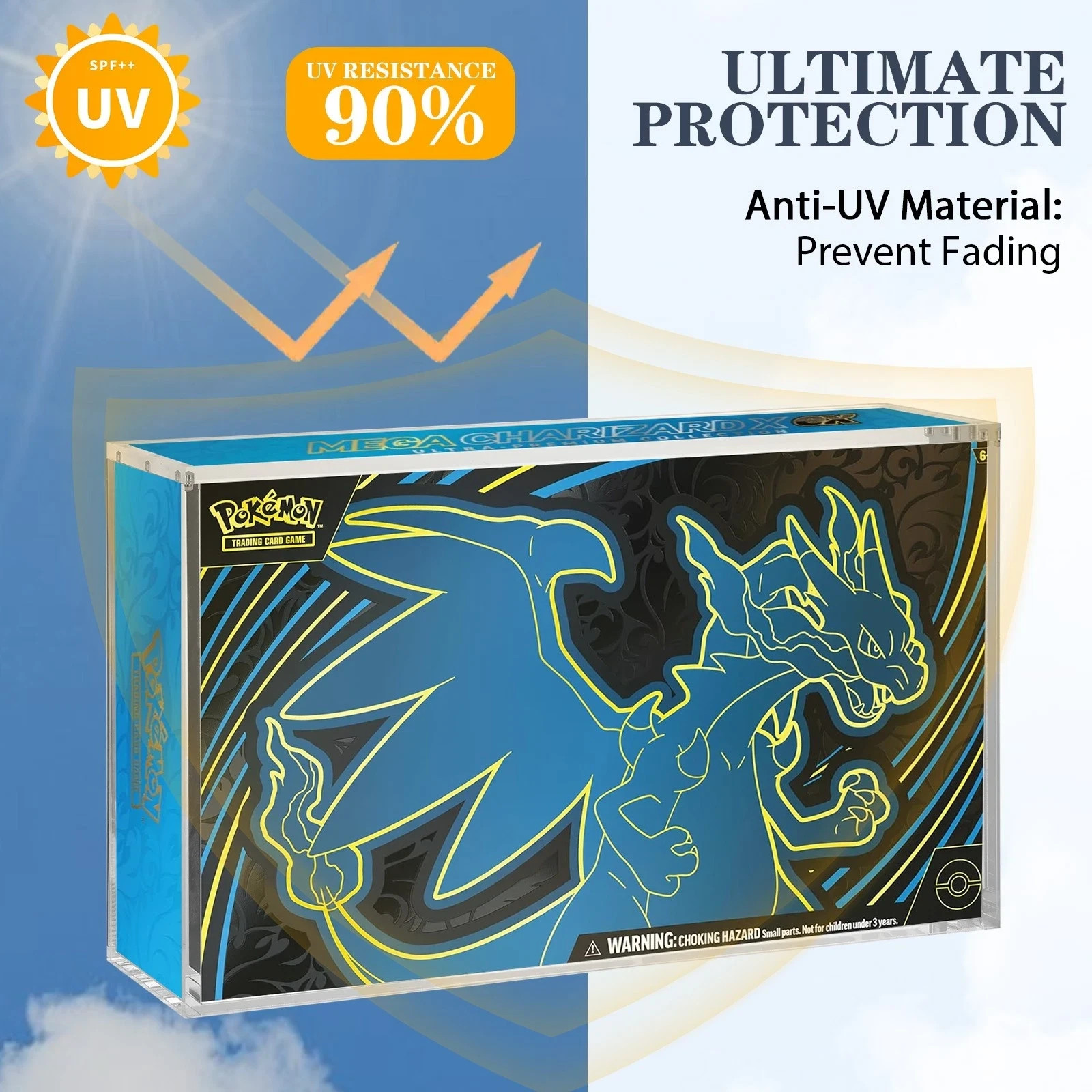 6mm Magnetic Acrylic Case for Pokemon UPC Mega Charizard Display Protector