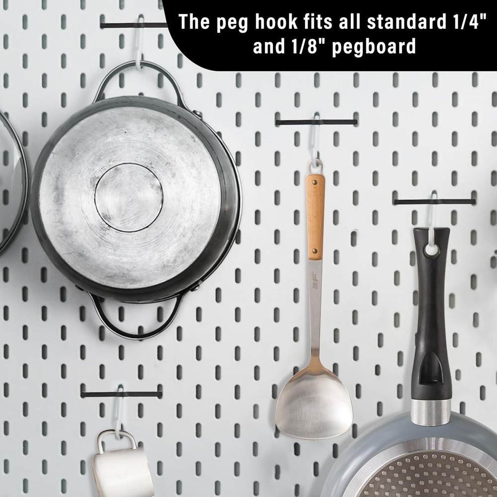 AccEncyc Black Peg Locks Plastic Pegboard Hook 60 Pcs,