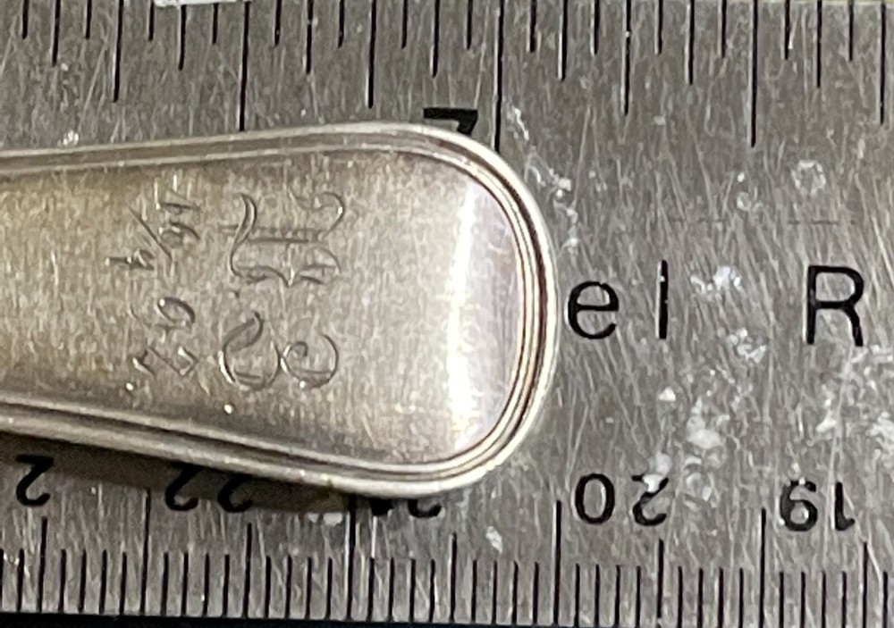 1883 Denmark Silver Serving Spoon Carl S Moinichen Monogram 4/16/1892