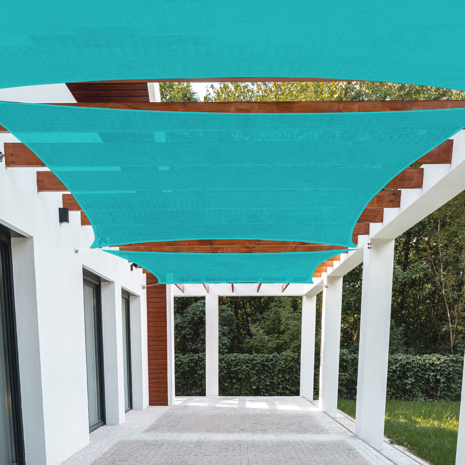 TURQUOISE Rectangle Sun Shade Sail Fabric Awning Top Canopy Patio Custom 2-16 FT