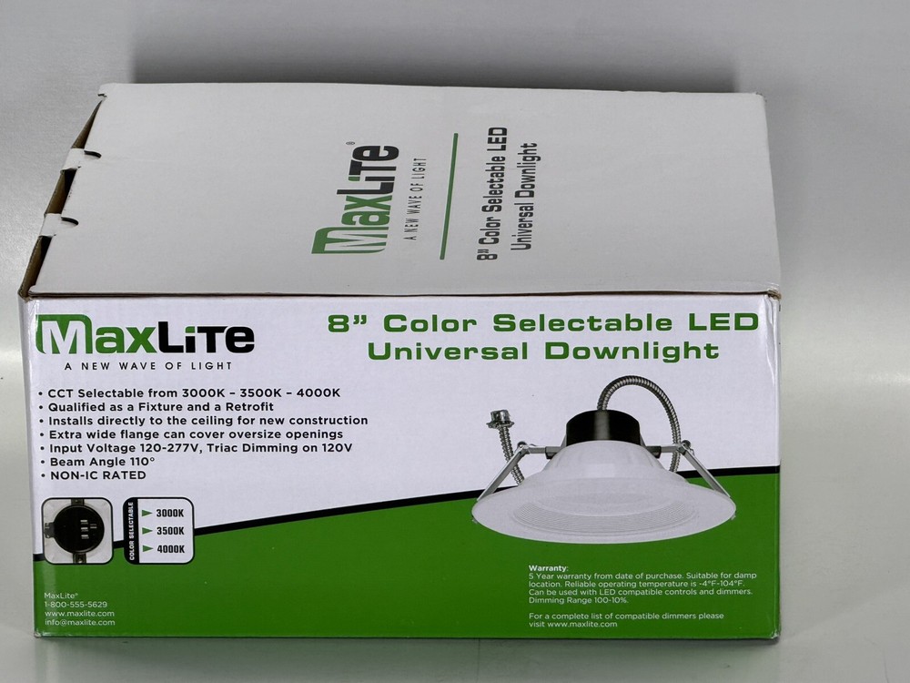 MaxLite RCF818CSW 8" Color Selectable LED Universal Downlight - NEW