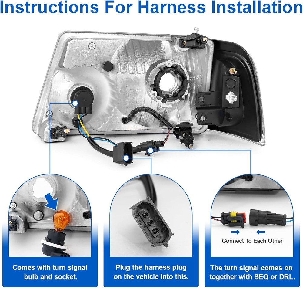 Black LED Headlight Ford Ranger 2001-2011 DRL