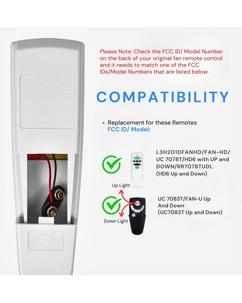 Replacement Remote Control for Hampton Bay Ceiling Fan Remote Control with Up...