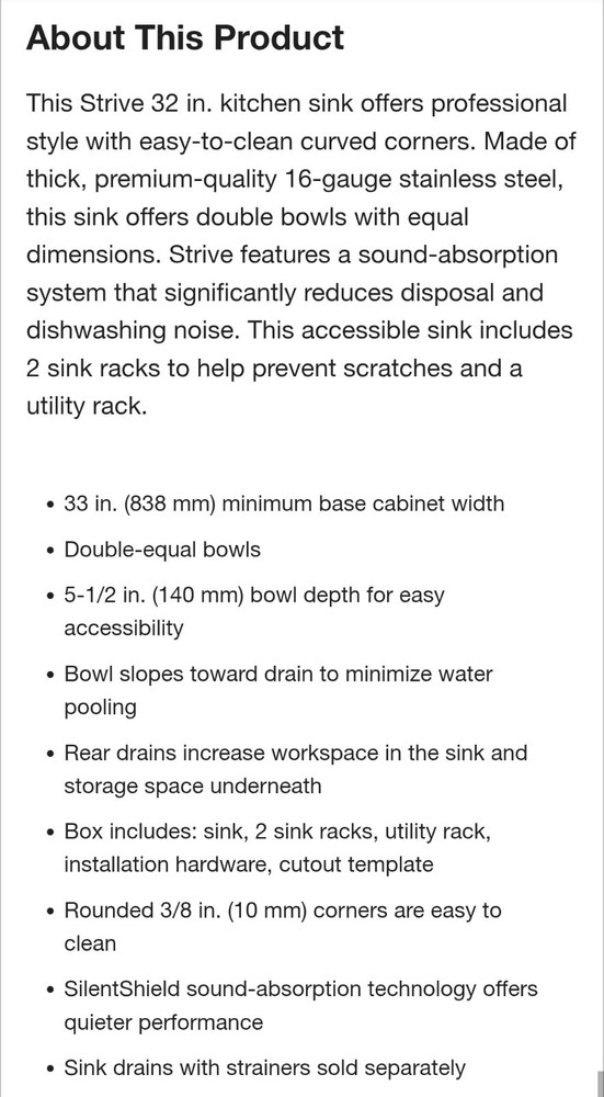 Strive 32 in. Undermount Duble- Bowl Kitchen Sink