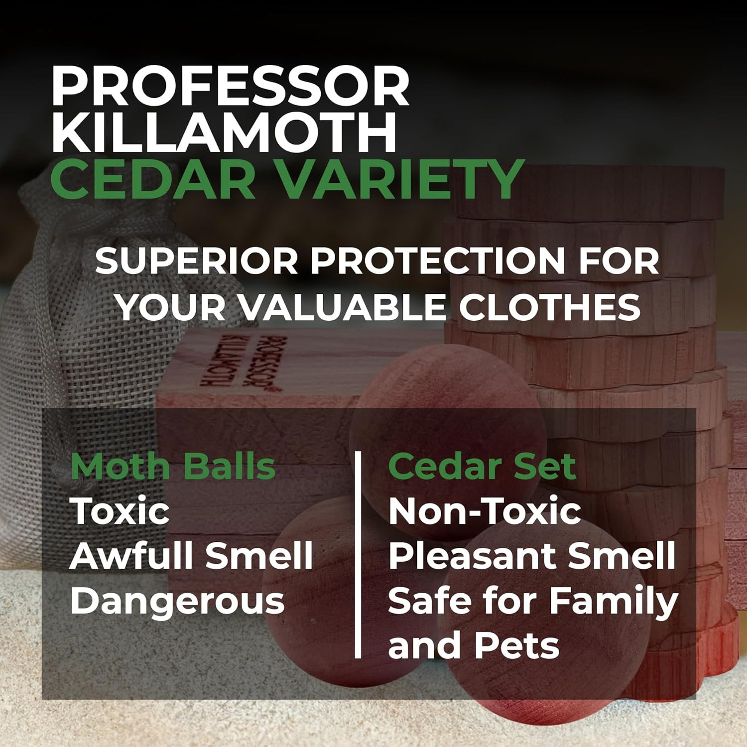 61 Pack Cedar Blocks, Sachets, Rings, Balls - Stop Clothes Damage - the Ultim...