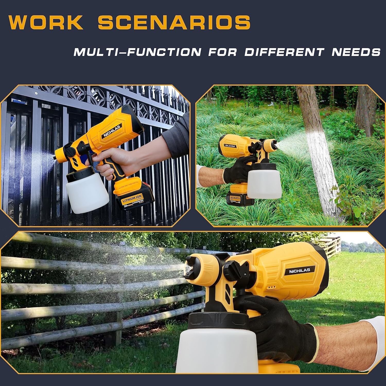 Cordless Paint Sprayer Compatible with DEWALT 20V Battery, Brushless Motor HVLP