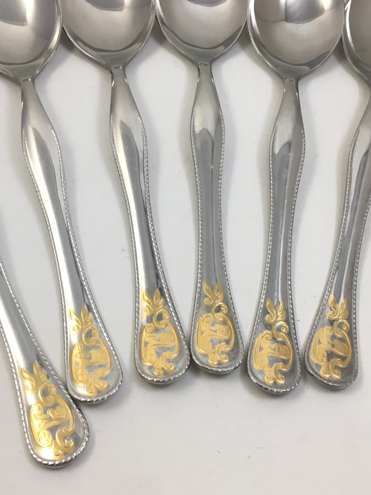 Toner 18/10 Stainless Silverware 6 Soup Spoons 7 7/8" Flatware