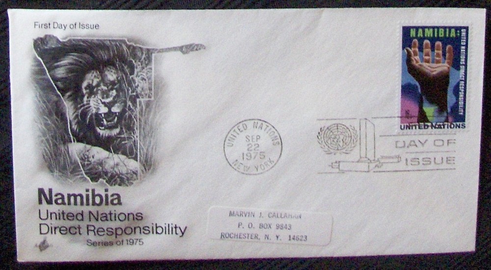 UN FDC envelope NAMIBIA DIRECT RESPONSIBILITY, New York 9/1975