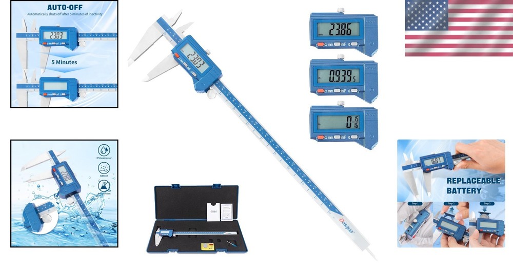 Precision Measuring Tool: 12" Digital Caliper with LCD Display and Storage Case