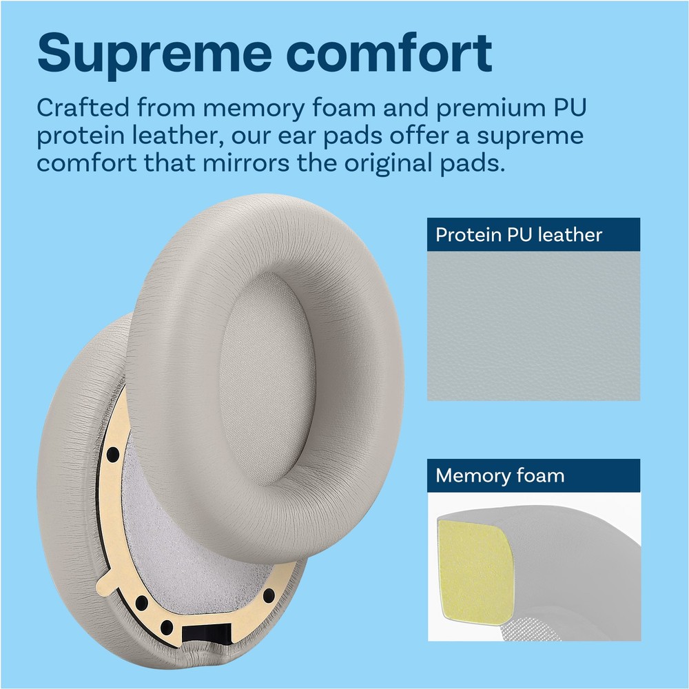 Replacement Ear Pads for Beats Studio Pro Wireless - Memory Foam PU Grey