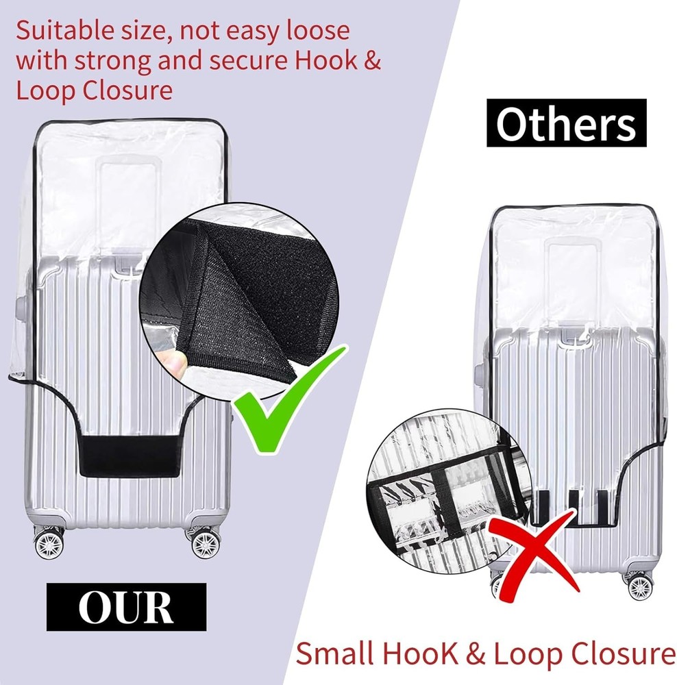 Water-Resistant 30'' Suitcase Protector - Clear PVC Cover with Adjustable Strap