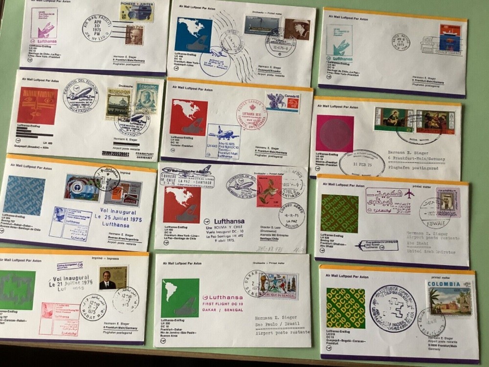 Airmail flight covers 12 mixed items Ref A1639