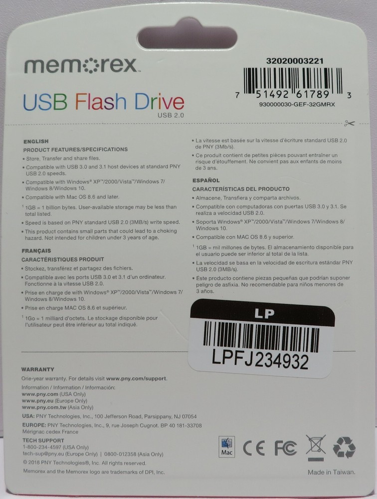 NEW Memorex USB 2.0 Flash Drive, 32GB - SEALED