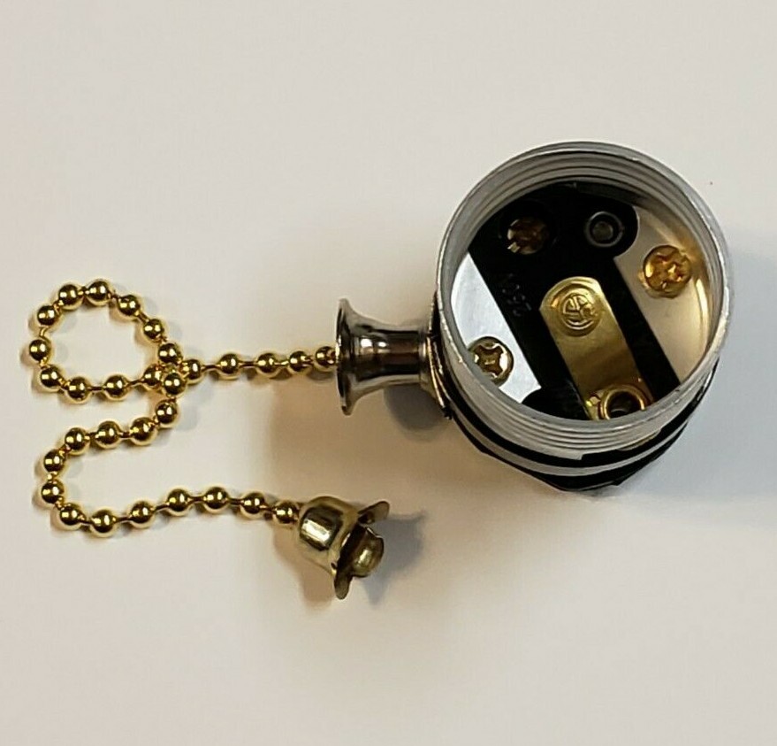 BAKELITE PULL CHAIN LAMP SOCKET WITH UNO THREADS LAMP PART NEW 30541J