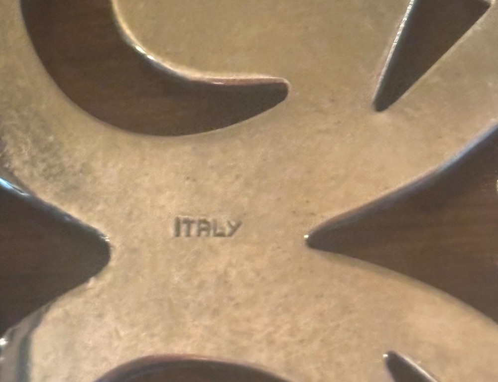 VTG Raimond Silverplate Footed Tray w/ Lead Crystal Inserts, Wood Grains Formica