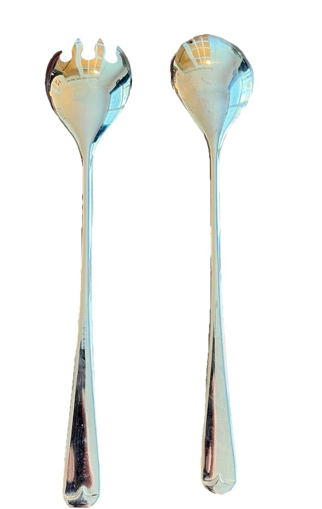 Italy Made Silver Plated Salad Serving Utensils Fork Spoon