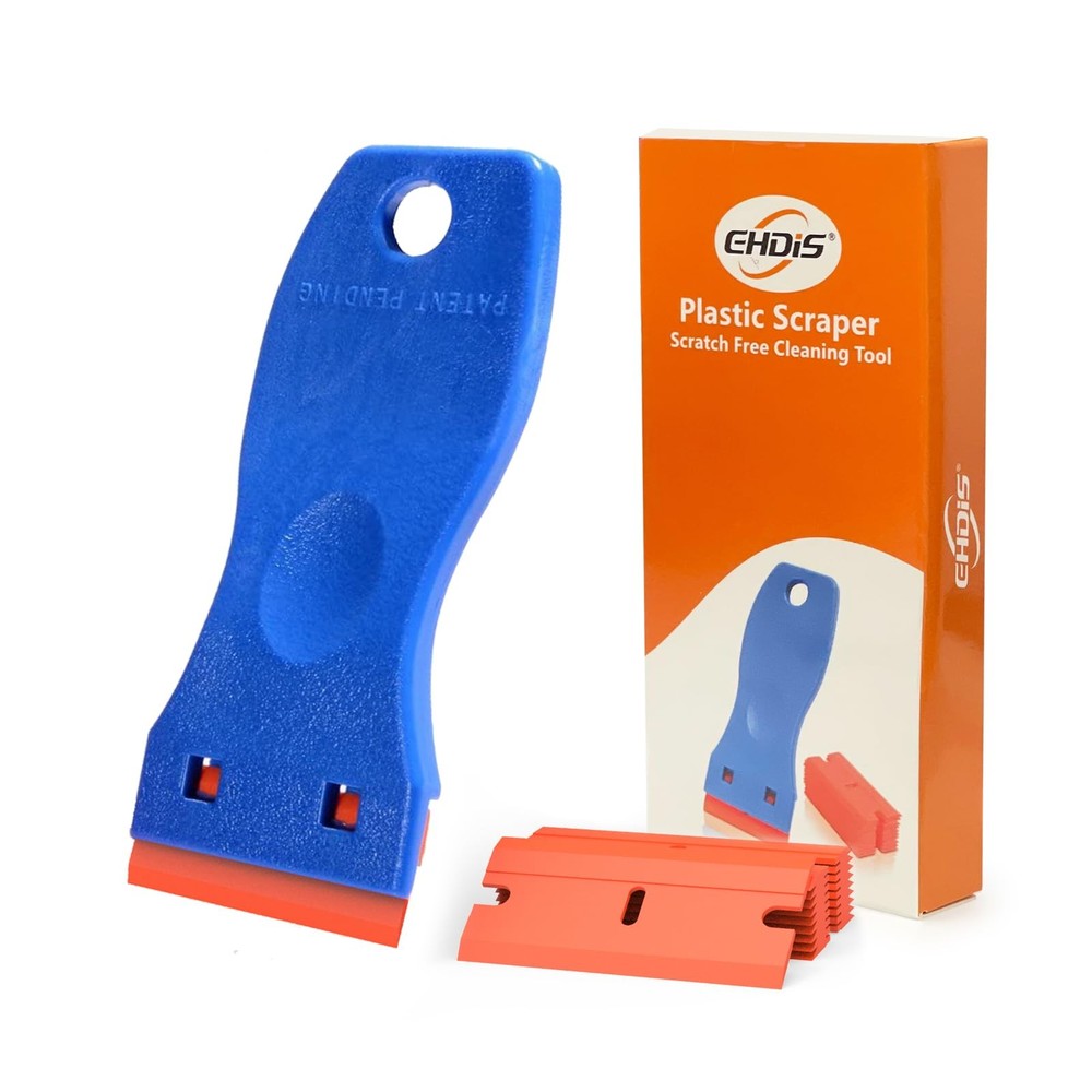 Plastic Razor Scraper with 10 Double Edged Blades for Removing Stickers Decals