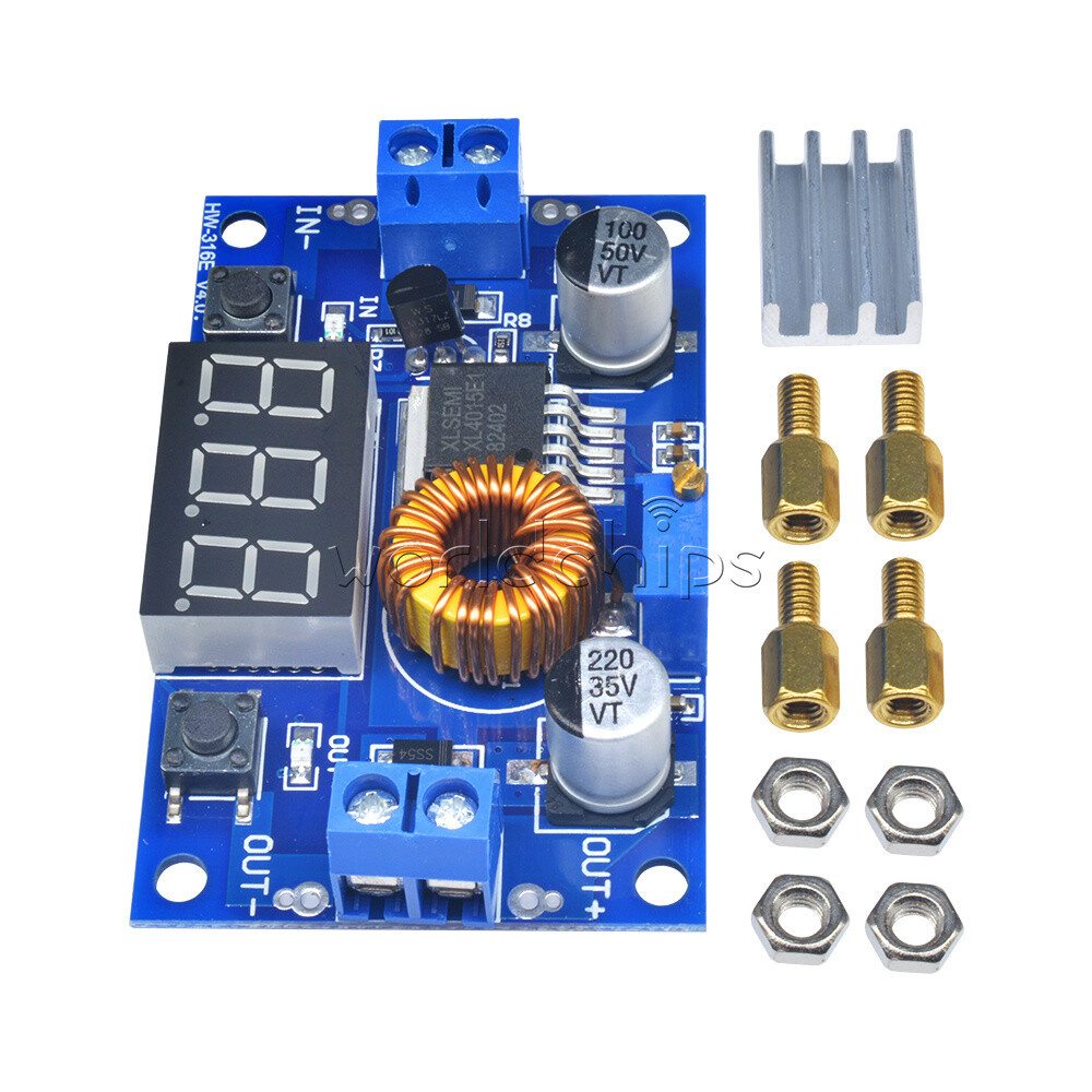 5A Adjustable Power CC/CV Step-down Charge Module LED Driver With Red Voltmeter