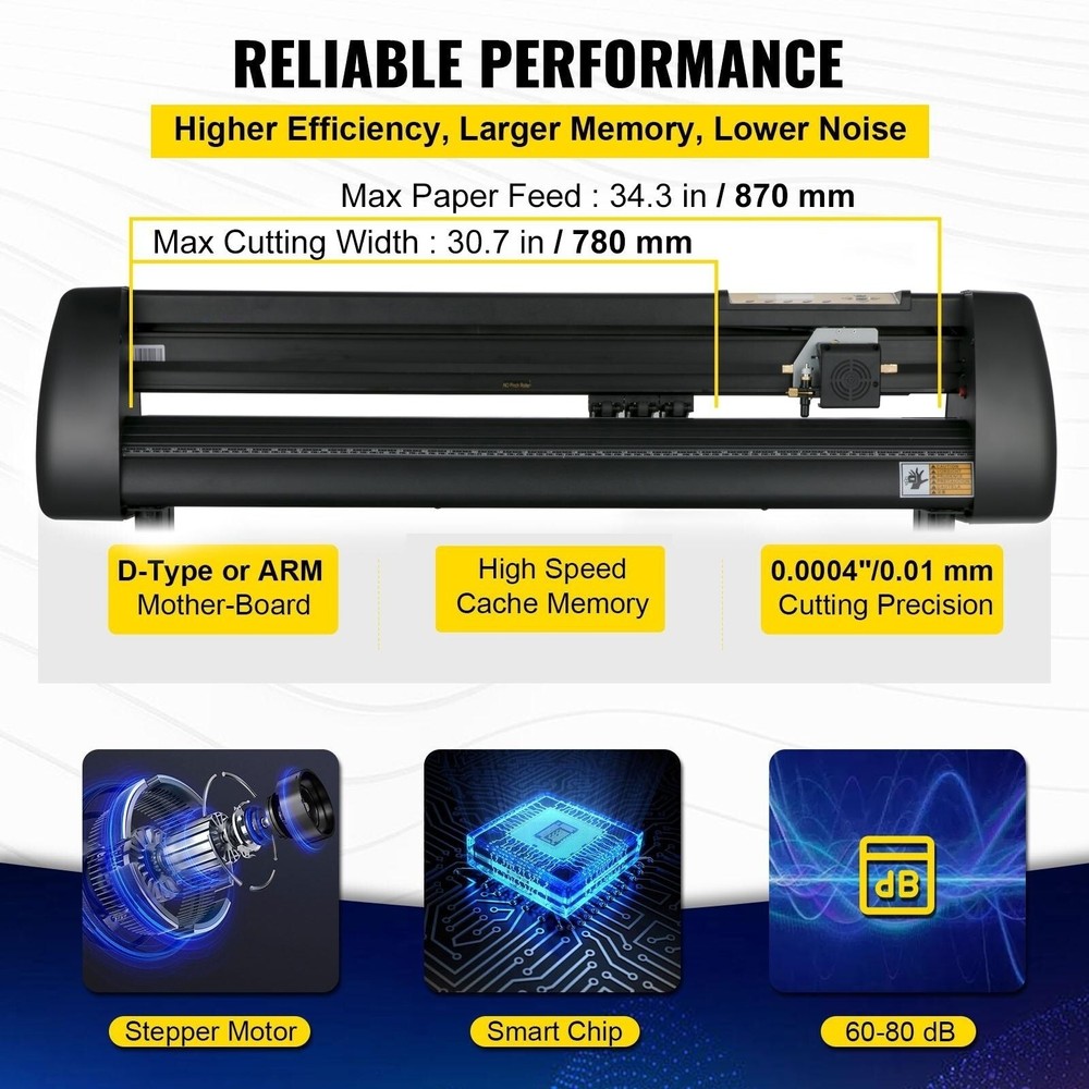 34" Vinyl Plotter Cutting Machine Kit w/Sign Software 3 Blade LCD Screen