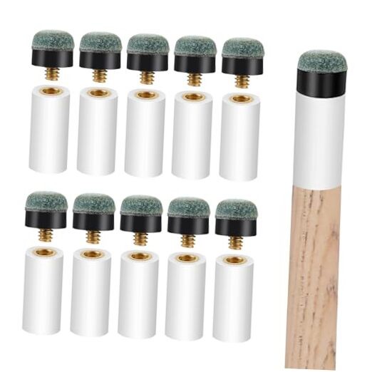 20 Sets Billiard Cues Tips Replacement Kit with White Pool Cue Stick