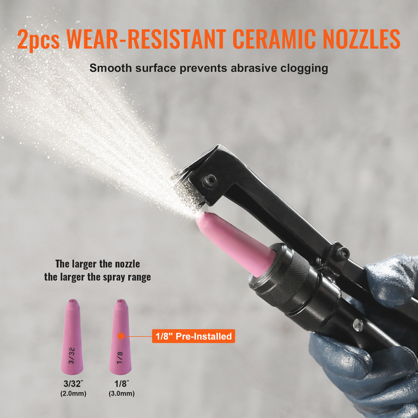 VEVOR 10 Gallon Heavy-Duty Sand Blaster 60-110 PSI with 2 Nozzles & 7.5ft Hose