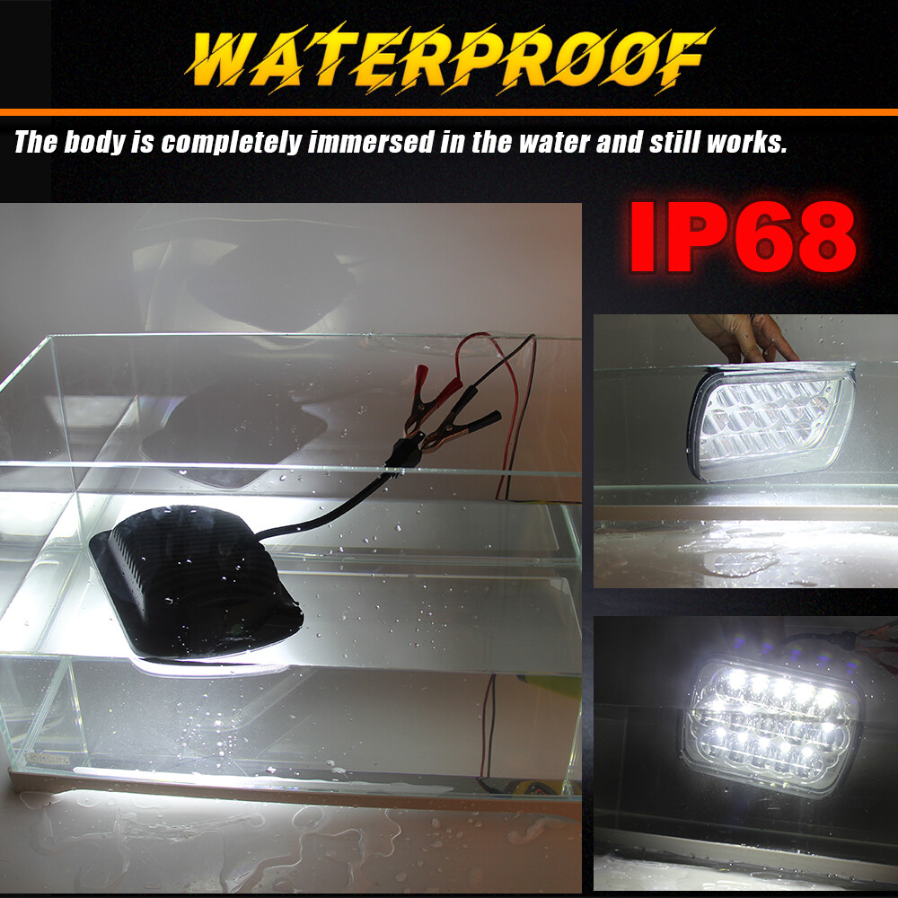 For Ford E-150 E-250 E-350 Econoline Pair 5x7 7x6" LED High Low Beam Headlights