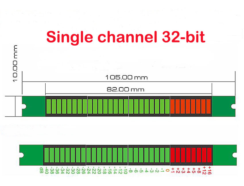 32-bit Level Indicator Panel VU Meter Mono Channel LED  Assembled Board