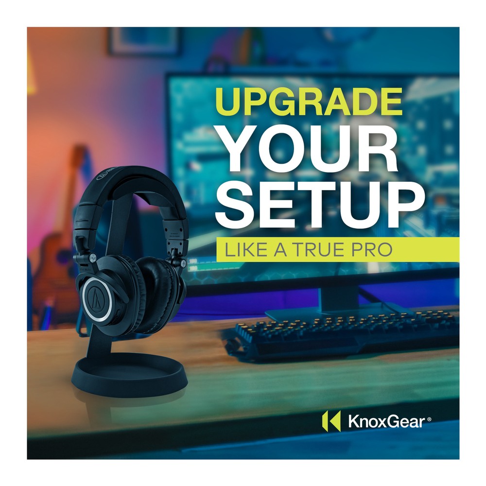 Knox Aluminum Headphone Stand for Desk with Solid Base Mount (Black)