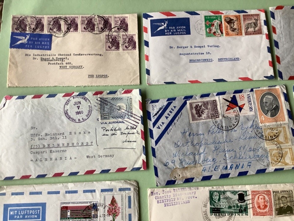 Airmail flight cover mixed world 9 items Ref A1458