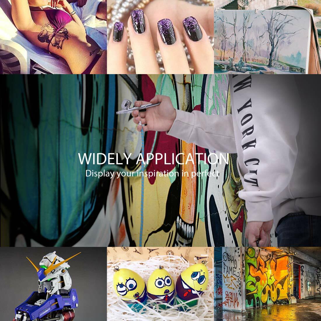 Dual Action Airbrush Kit 110-120V W/ 1/5 HP Air Compressor Tattoo Nail Paint Art