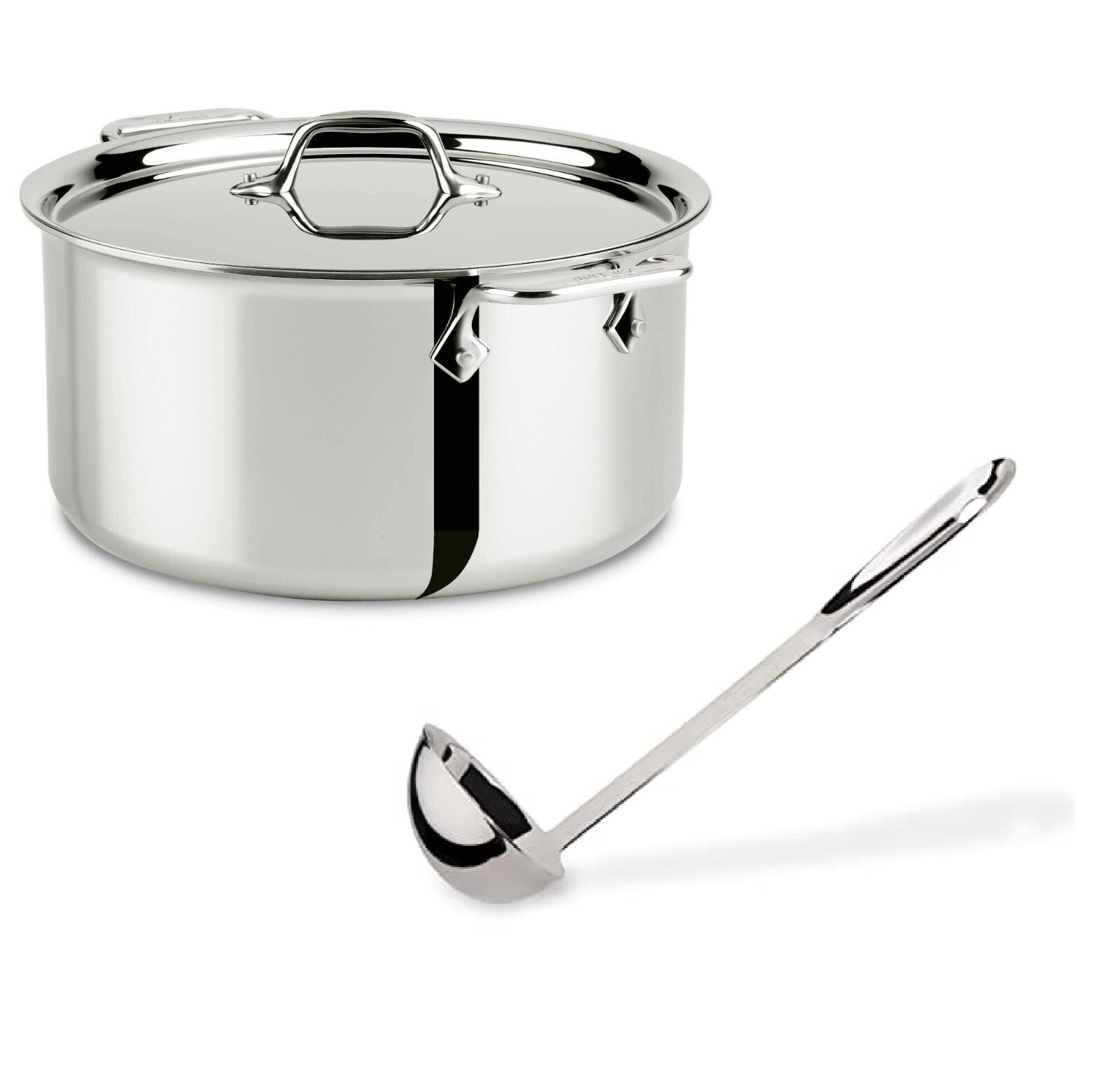 All-Clad 4408 SS Tri-Ply 8-qt Stock Pot NO LID/ Includes 14in Ladle