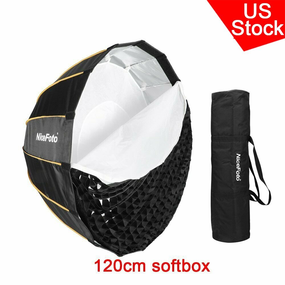 US NiceFoto 120cm Quick Set-up Grid Deep Parabolic Folding Softbox Bowens Mount
