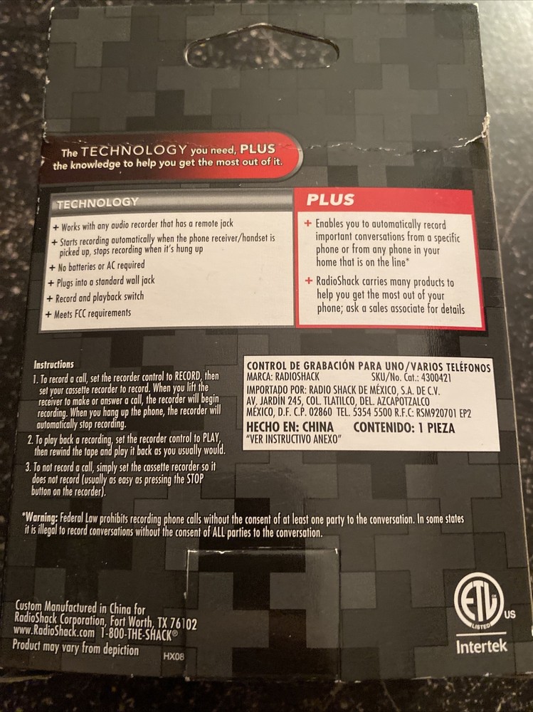 RadioShack Multi/Single Phone Recording Control 4300421