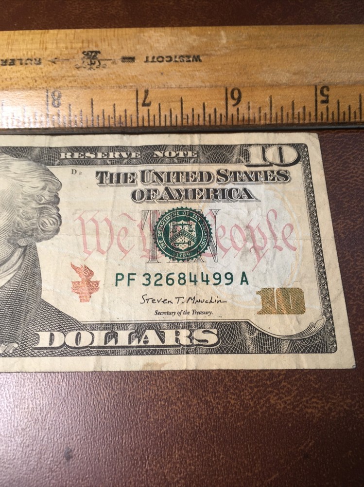 Fancy $10 Bill Error w/Obverse Ink Smear