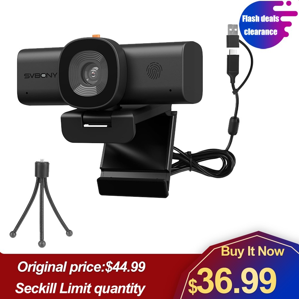SVBONY 2K Web Cam for PC Computer Camera W/ Low-Light 3D Noise Reduction USB A-C