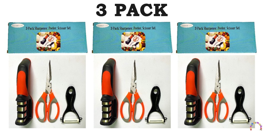 3 BOXES Household Trends Knife Sharpener +Multifunctional Kitchen Shears +Peeler