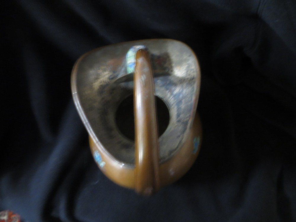 Los Castillo Copper Pitcher With Malachite Frog Decorative Inlay