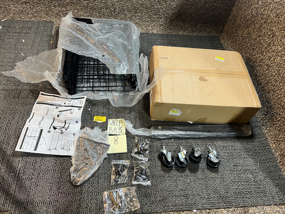 Pasocel Sturdy Black Grid Wall Display Rack Panel with T-Base on Wheels