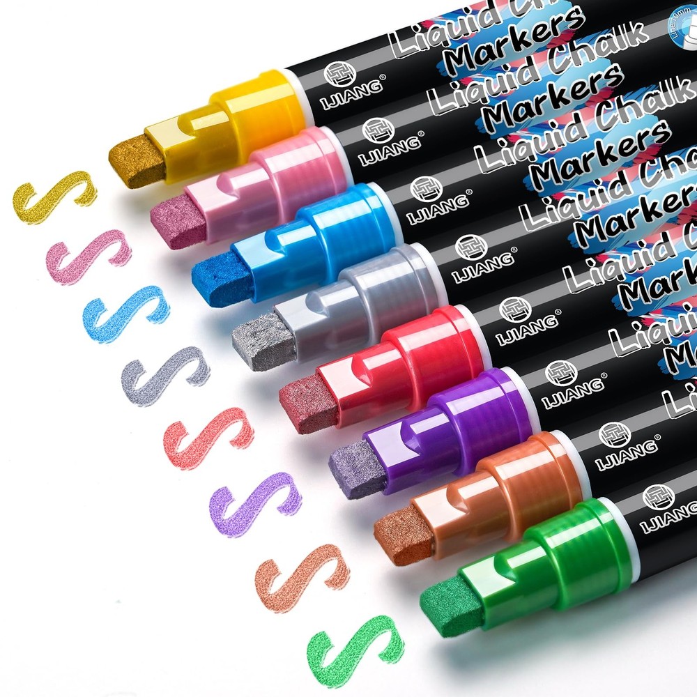 Window Chalk Markers Washable, with 10mm Thick Tips for Chalkboard, Windows, ...