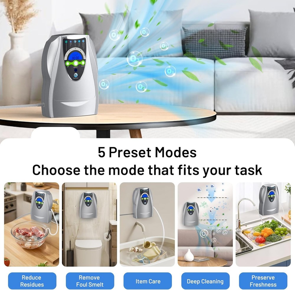 Ozone Machine Generator, Multifunctional with Timer, 500mg/h Portable Ozone M...