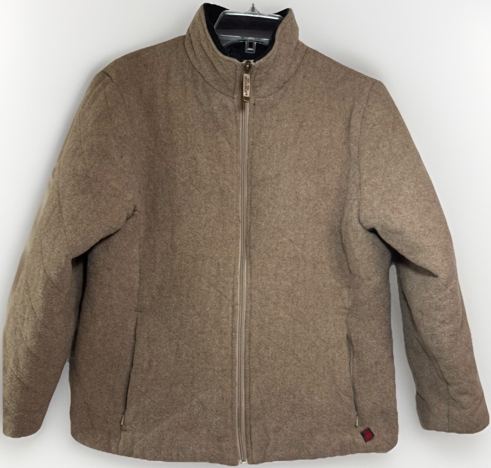 Woolrich Women’s Sz M Ruby Hazelnut Heather Wool Jacket Full Zip Coat Lined
