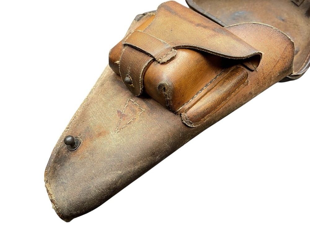 Rare Transitional Nambu Holster Half Leather Rubberized Canvas Type 14